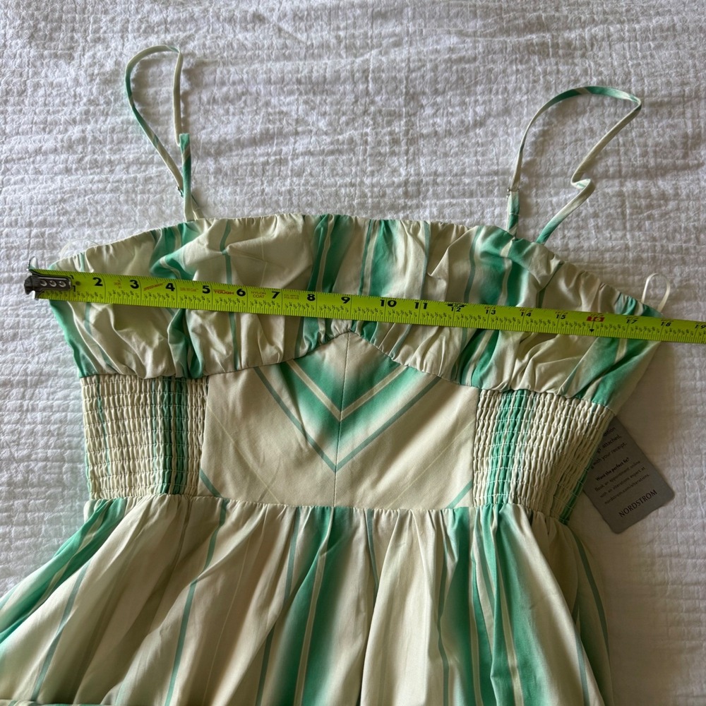 Du Paradis Striped Smocked Maxi Dress  Euro Summer Cottagecore Milkmaid Boho L - Picture 10 of 14